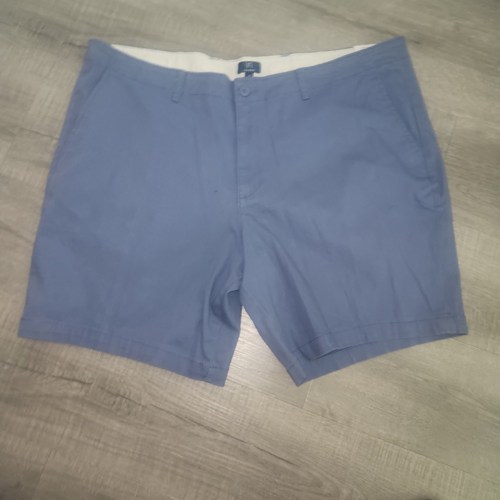 George‎ Mens Blue Flat Front Chino Shorts Size 46 Casual Cotton Blend Twill